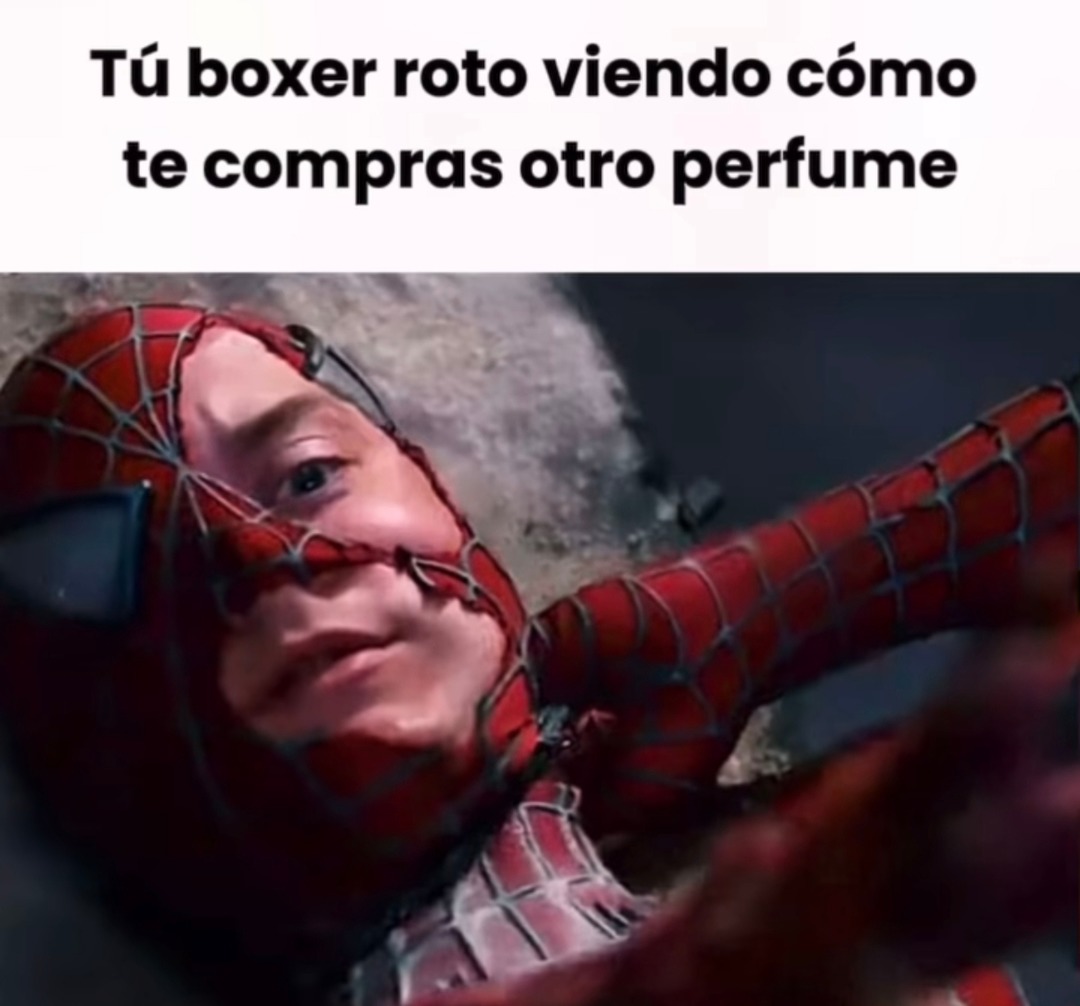 tu boxer roto mirando cómo compras otro perfume - meme