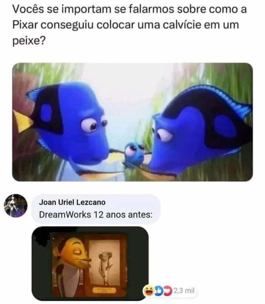 Peixe calvo é sacanagem kkkkk - meme