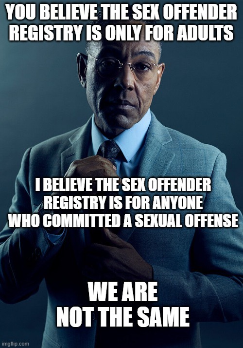 If a child commits a sexual offense, he's a sex offender. Simple as that - meme