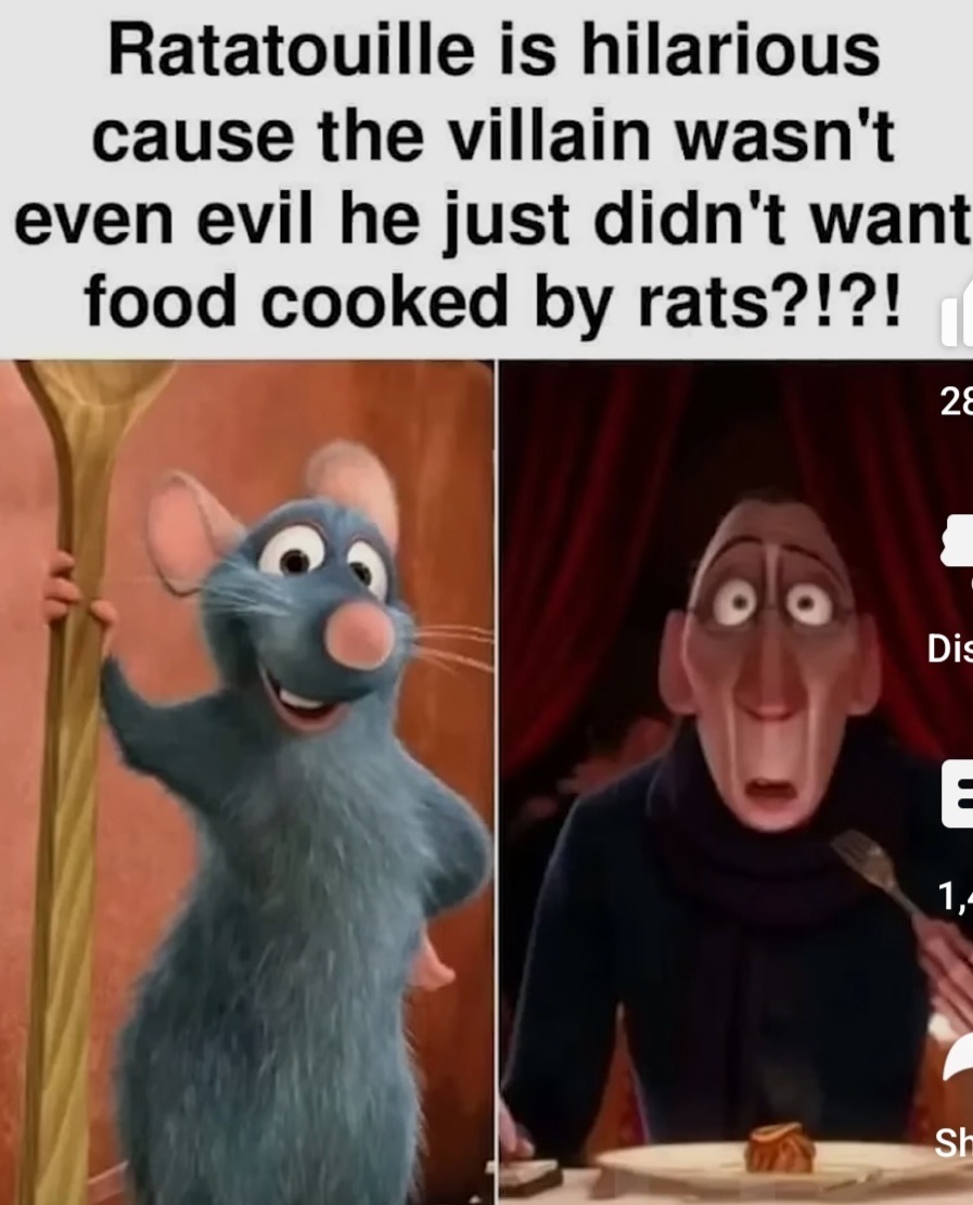 I think it is reasonable to not want your food cooked by a rodent - meme