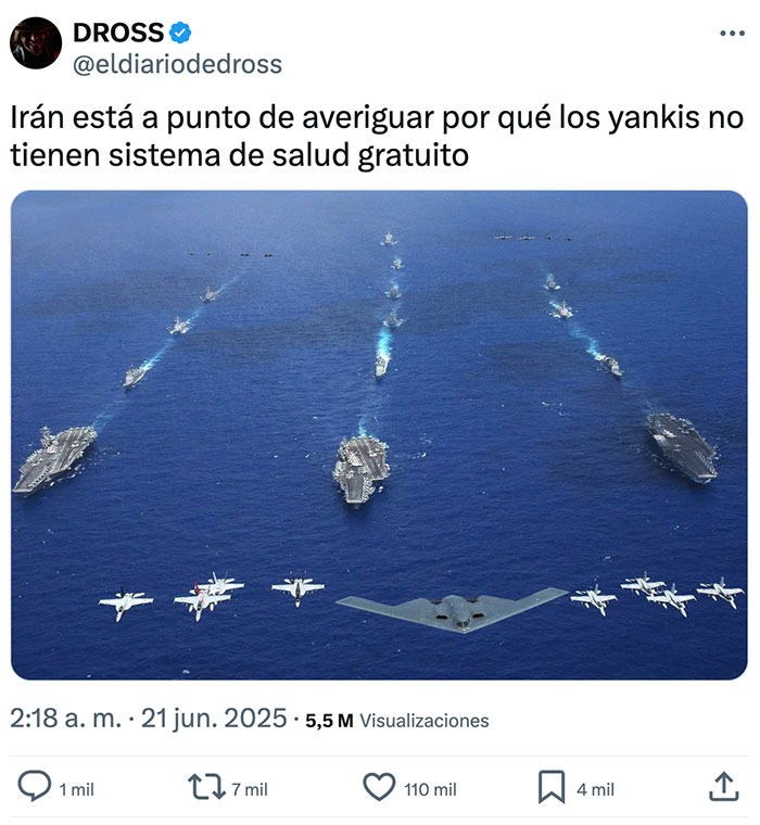 dross dice que irán va a saber que en eeuu no hay salud gratis jajaja - meme