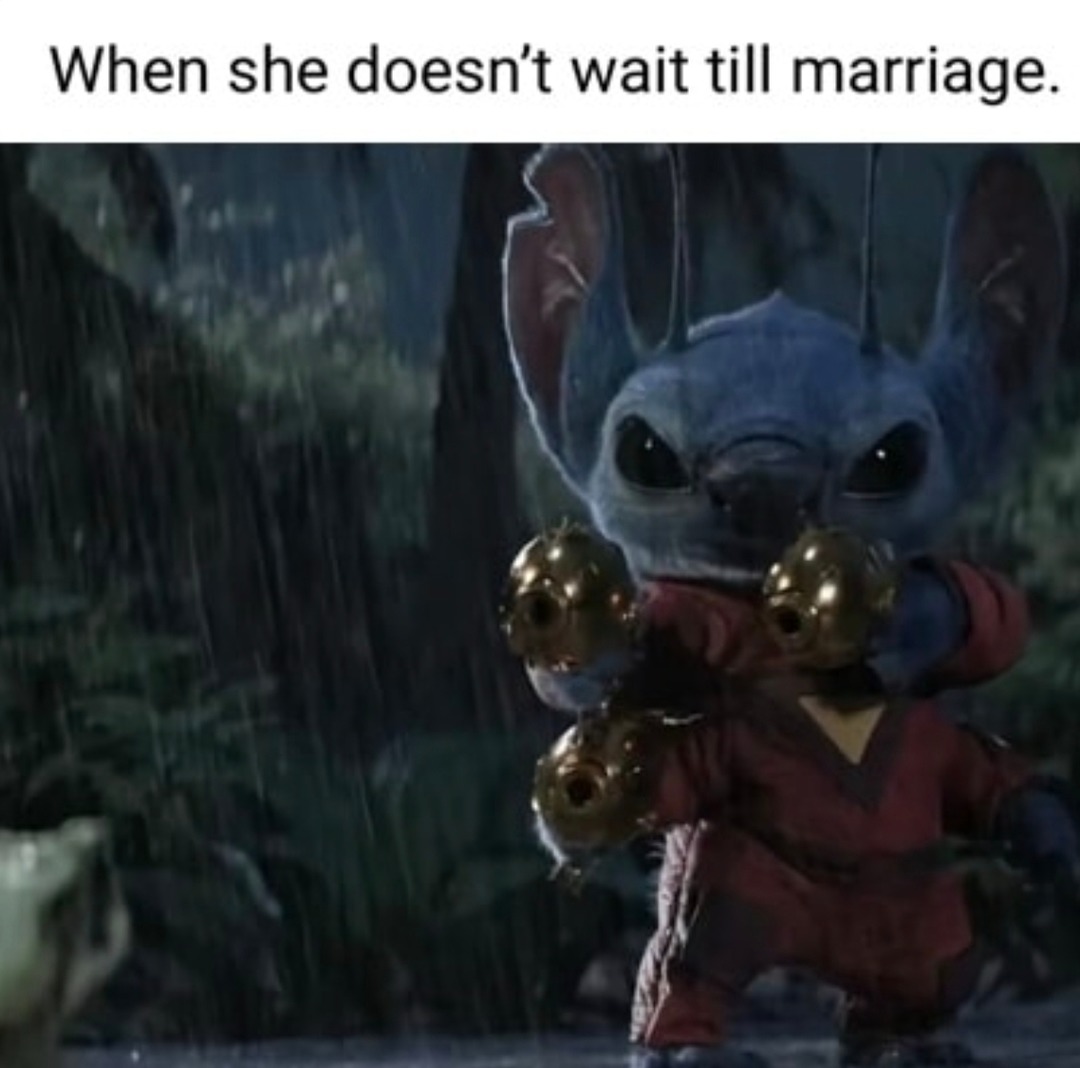 When she doesn’t wait till marriage and you’re not ready emotionally OR spiritually - meme
