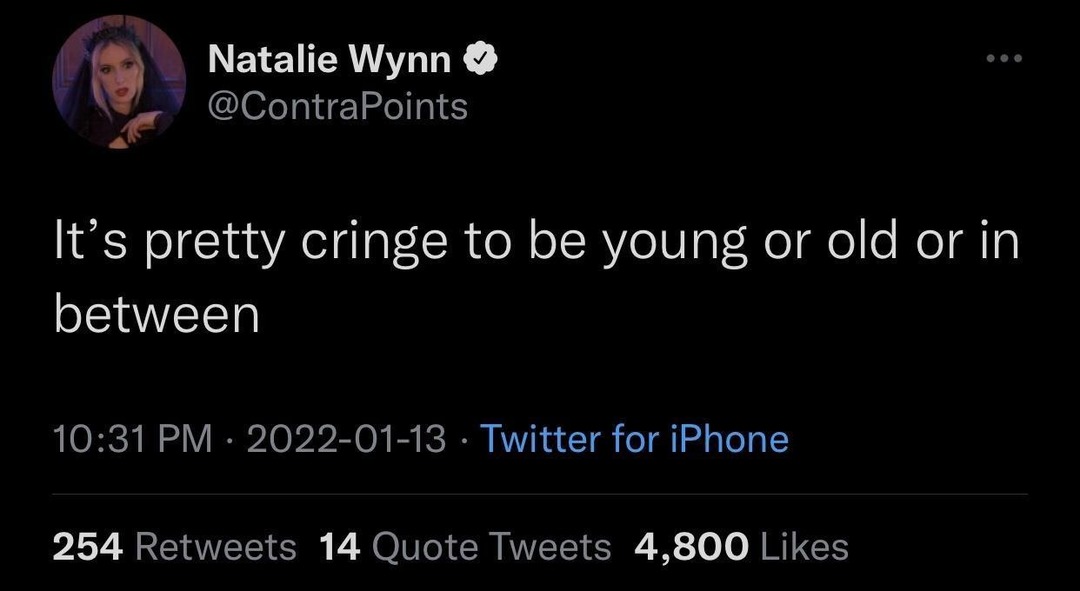 Cringe is the only constant at every age - meme