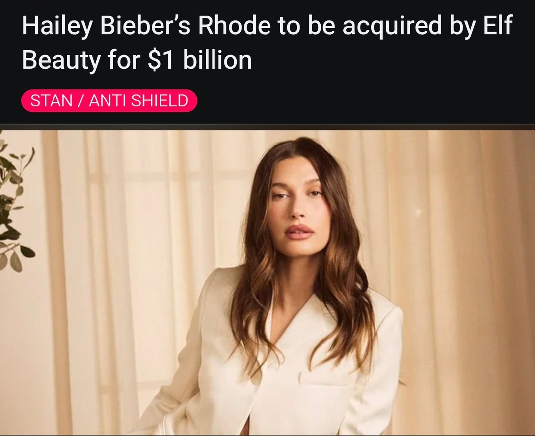 Hailey Bieber’s Rhode sold to Elf for a chill $1B - meme