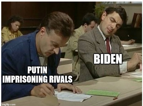 Biden copies off of Putin - meme