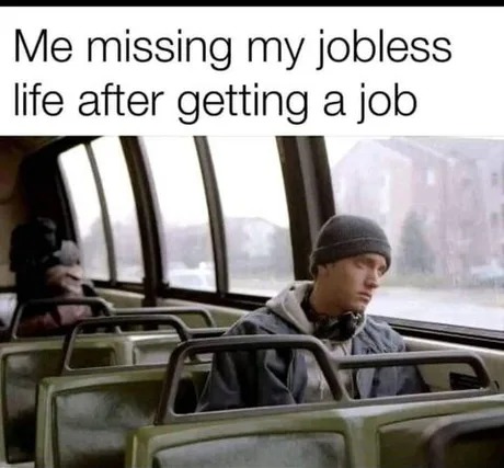 Missing my jobless life - meme