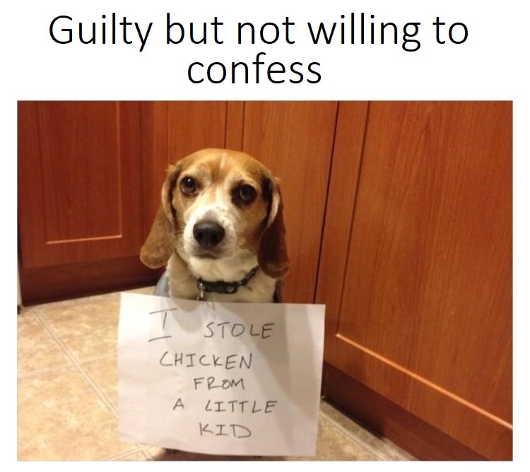Guilty but not willing to confess - meme
