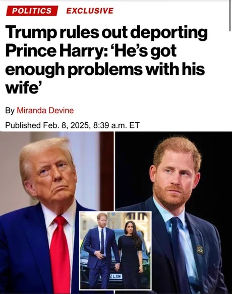 Trump deporting Prince Harry meme news