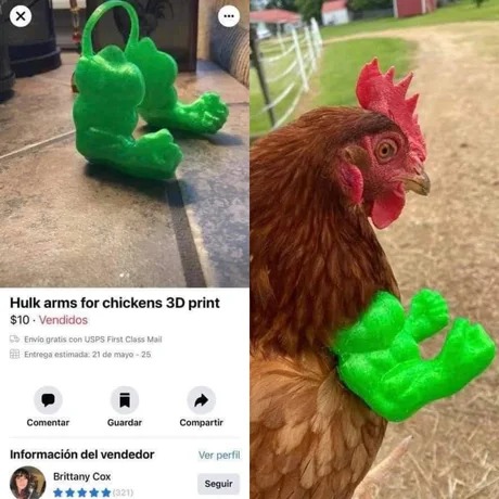 brazos de hulk para gallinas - meme