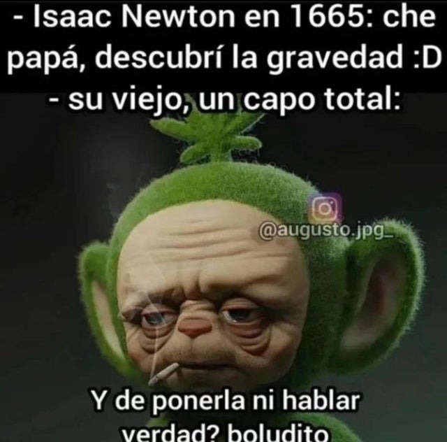 Isaac Newton y su padre - meme