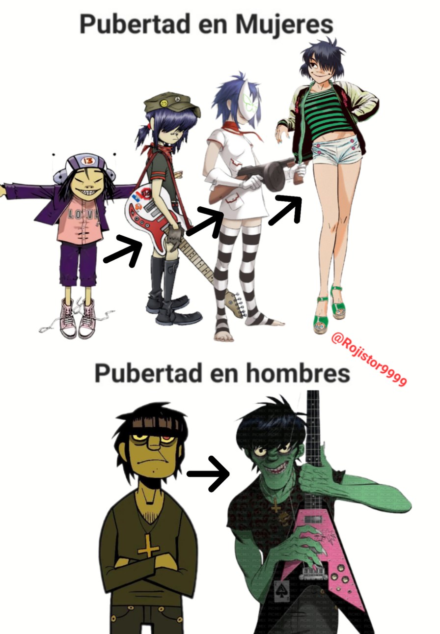 Pubertad en Gorilaz - meme