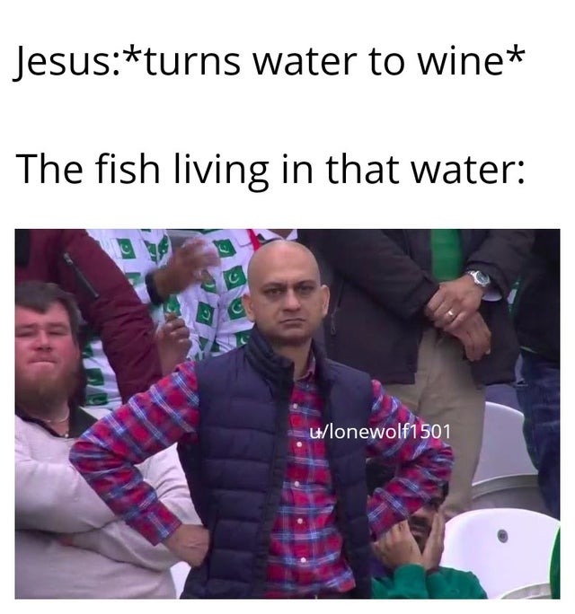 Turning water to wine. Fishes: - meme