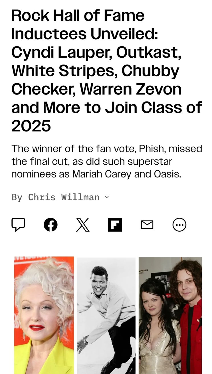 Rock Hall 2025 is pure chaos and Cyndi Lauper is leading it - meme