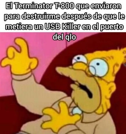 el terminator que murió por meterle usb killer - meme