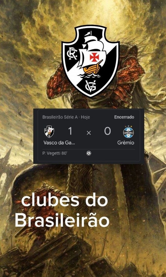 Tá perigoso, capaz do Vasco ganhar o brasileirão se continuar desse jeito - meme