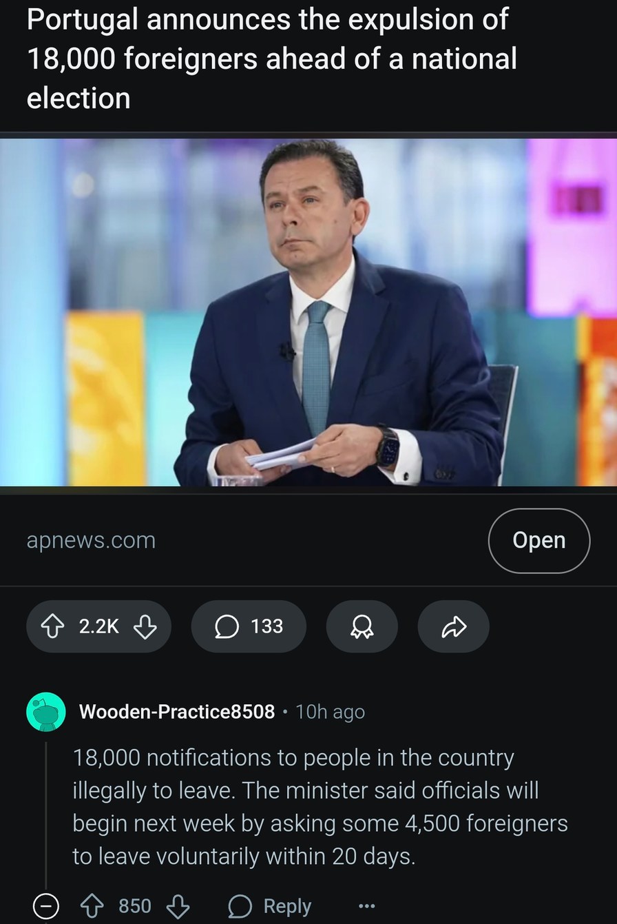 Portugal goes full purge mode on 18,000 foreigners pre-election - meme