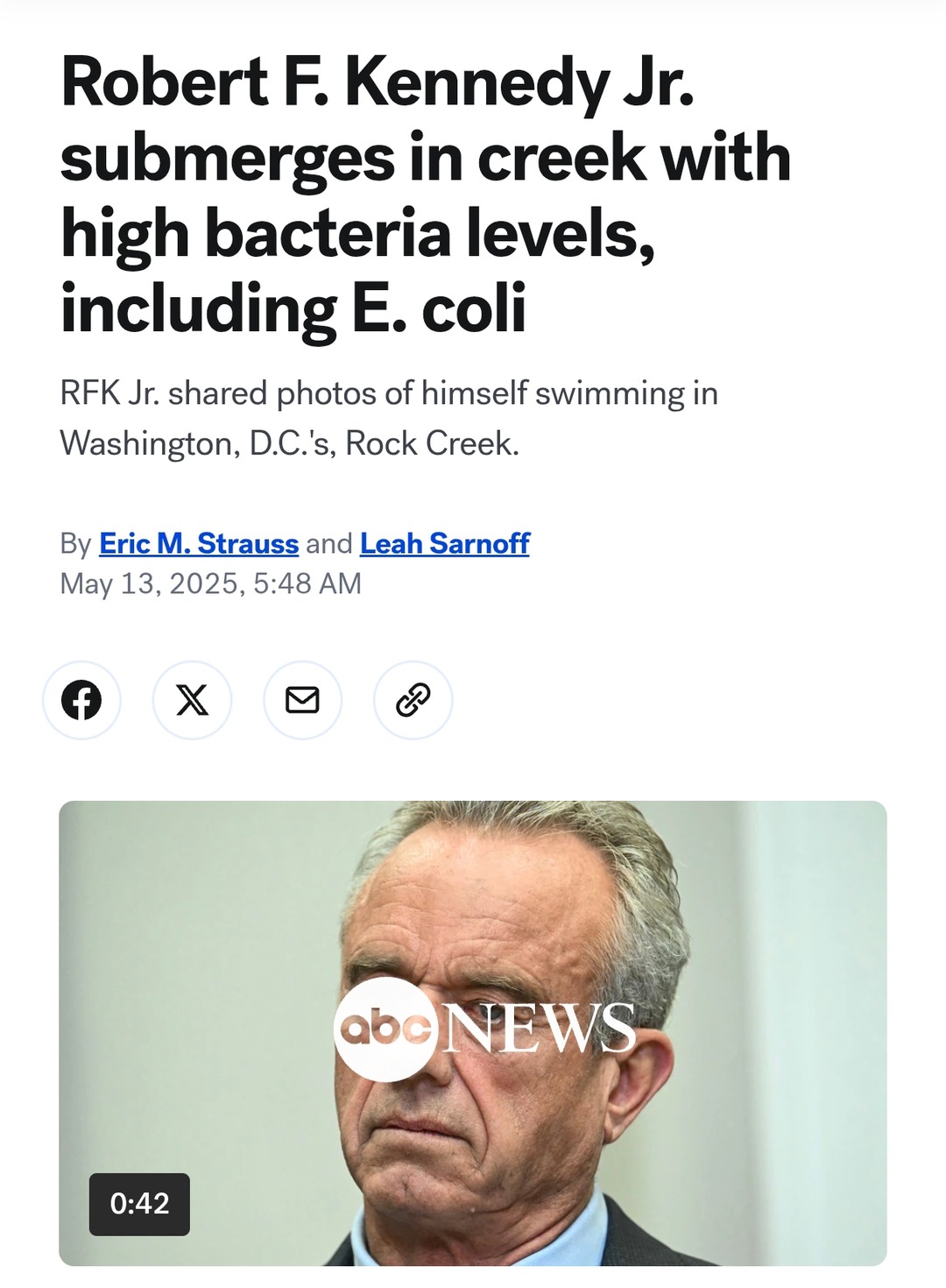 RFK Jr took a dip in E. coli soup and posted it like a flex - meme