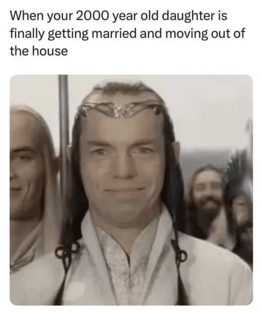 Elrond: He’s 87? He’s a little young for you isn’t he? - meme