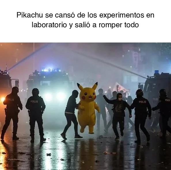 es de una manifestacion en turquía de un tipo vestido de pikachu - meme