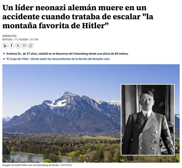 Un neonazi alemán muere intenando subir la montaña favorita de Hitler - meme