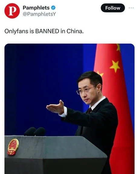 Onlyfans is banned in China - meme