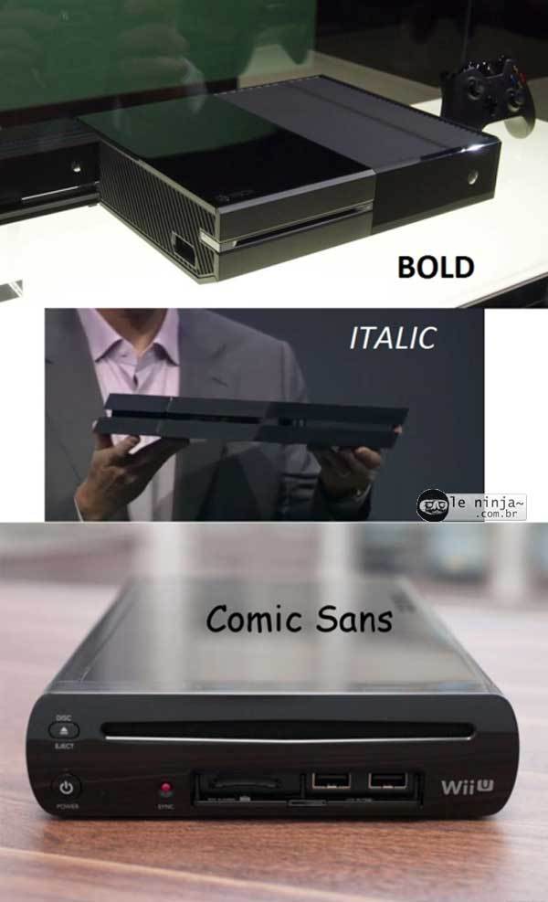 Se os consoles fossem fontes do word - meme
