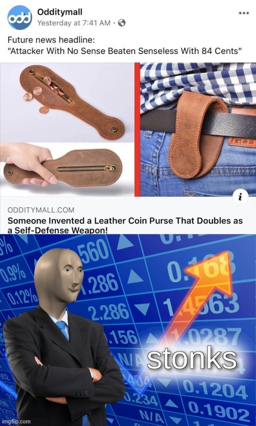 Leather Coin Purse that doubles as a self defense weapon - meme
