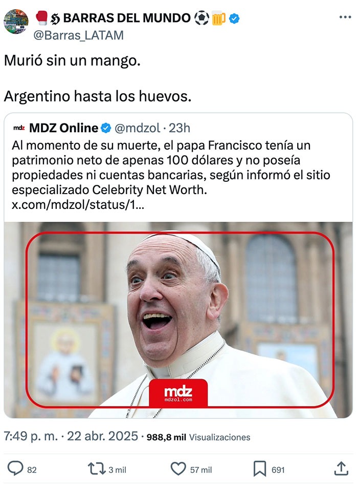 Murió sin un mango, 100% argentino certificado - meme
