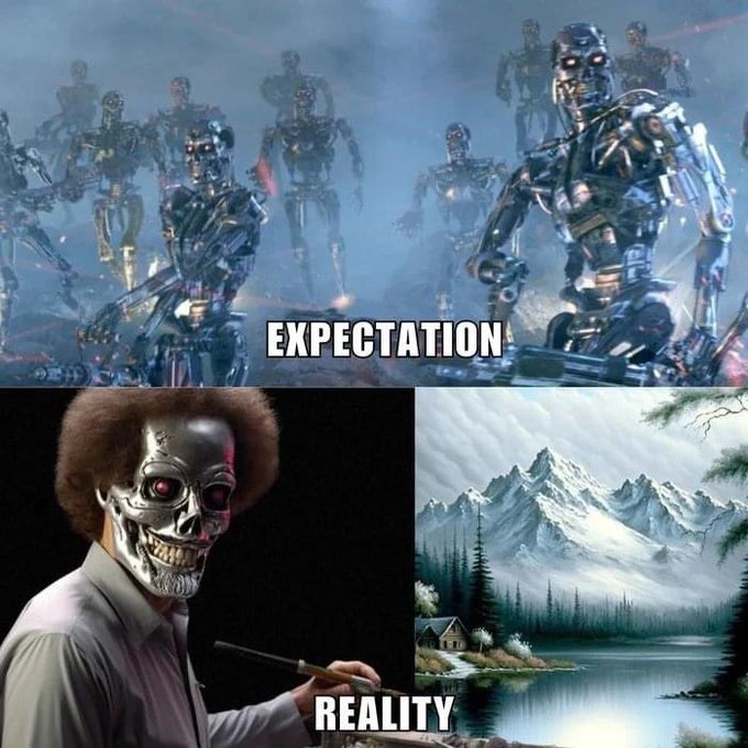 Fiction (Terminator) vs Reality (Midjourney) - meme