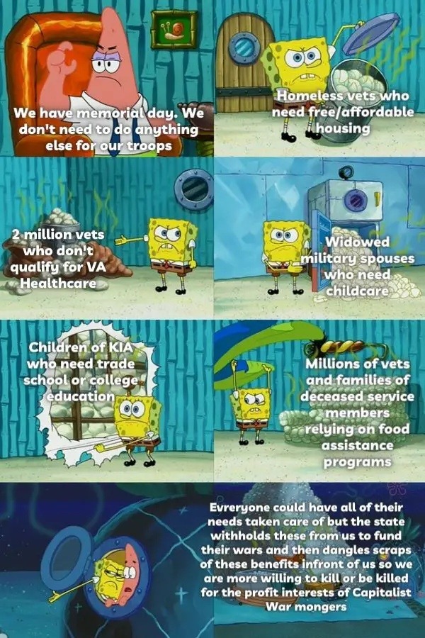 we could fund vets but war profits gotta war I guess - meme