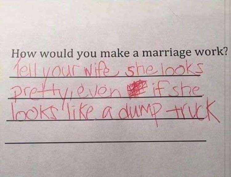 School Quiz Answer - This kid has real husband potential! - meme