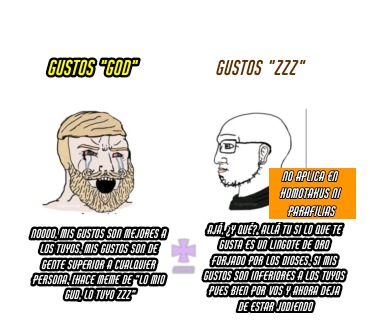 The virgin "gustos god" vs the chad "gustos zzz" - meme
