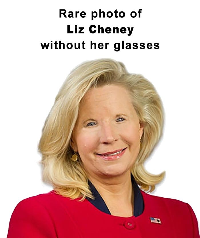 Rare photo of Liz Cheney without her glasses - meme
