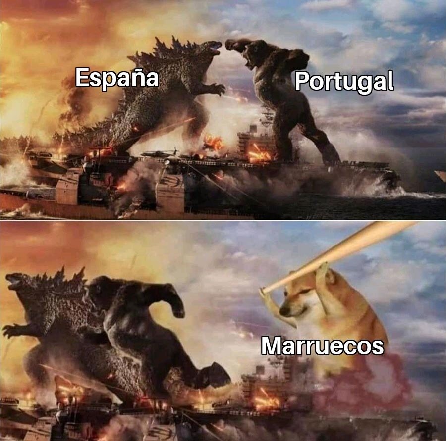 Marruecos vs España y Portugal - meme