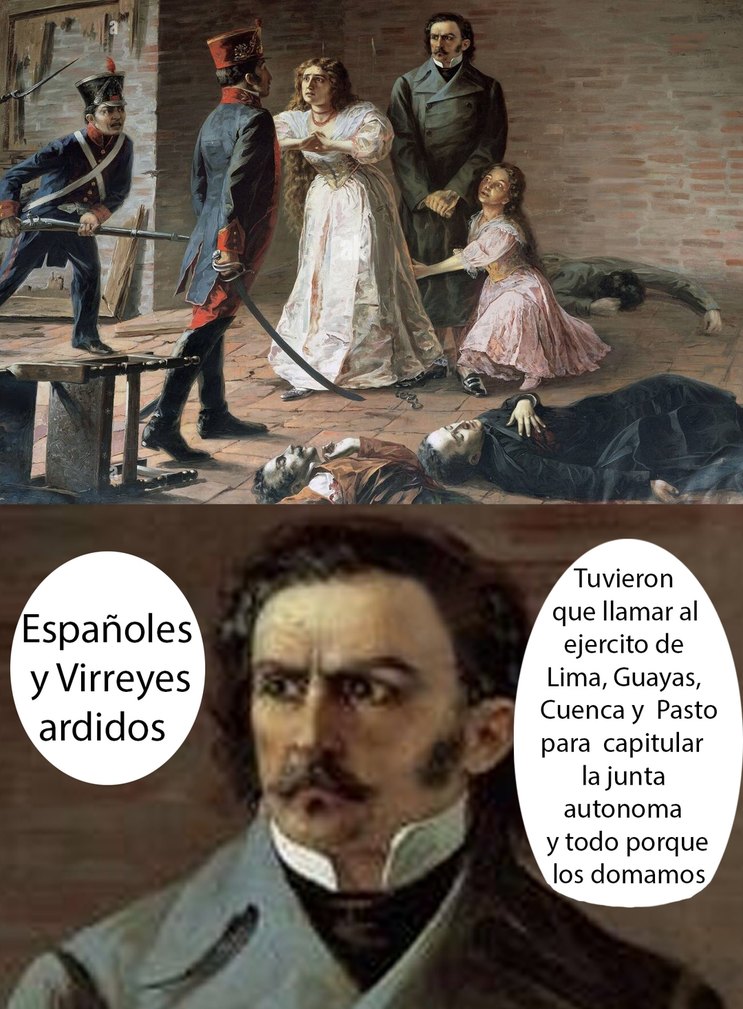 Imperio Español ardido por la junta de Quito por ser el primer grito de independencia y la luz de América - meme