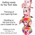 first date feeling like a clown