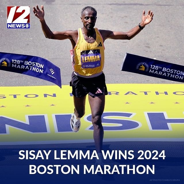 Boston Marathon 2024 winner Sisay Lemma - meme