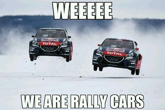 Because rally cars are always happy - meme