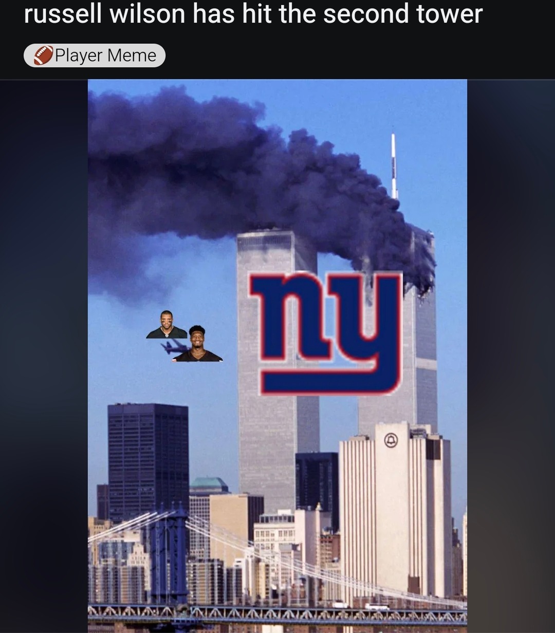 Russell Wilson hits the second tower and no one knows how to react - meme