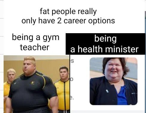 Fat people have 2 career options - meme
