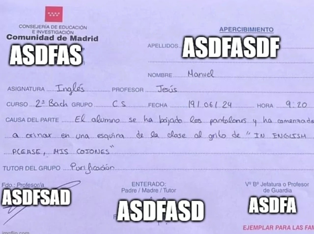Inglés be like - meme