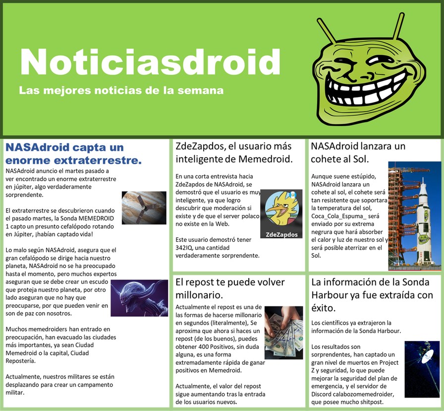 Noticiasdroid 8 :happy: Pd: Regrese el estilo viejo para que los de celulares puedan leer las noticias :happy: - meme