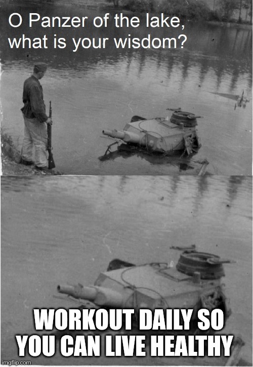 Panzer knows you're skipping gym! - meme