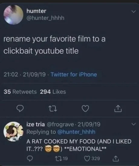 rename your favorite film to a clickbait youtube title - meme