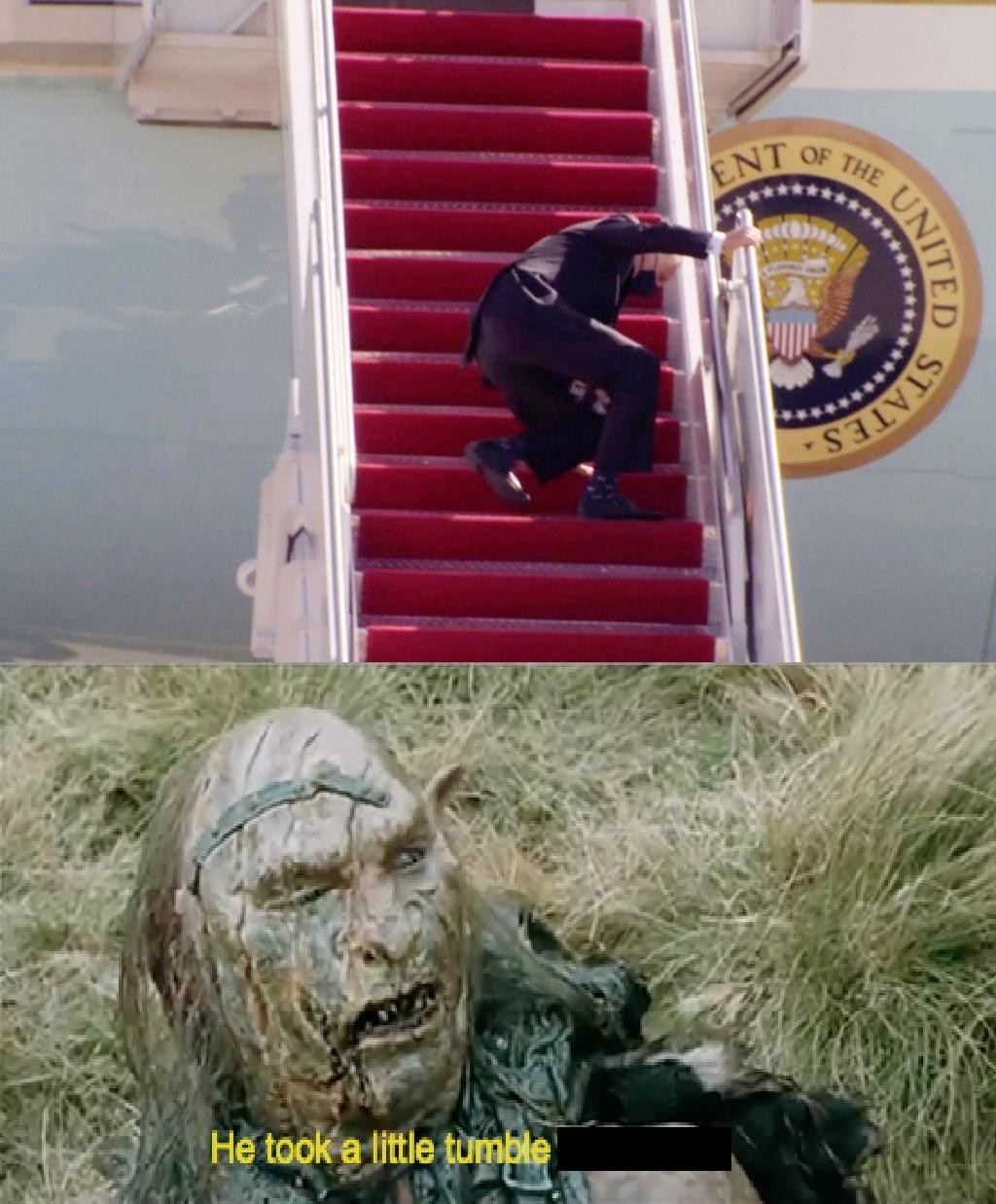 Trump hired gravity to take out Biden....Story at 6. - meme