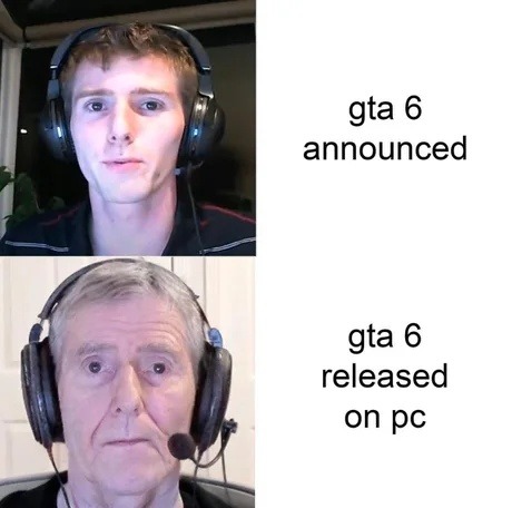GTA 6 announcement vs actual PC release be like - meme
