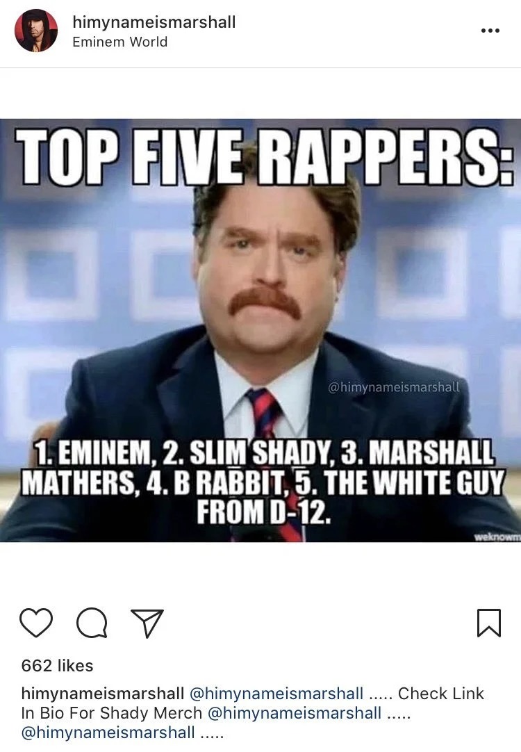 Eminem is the best rapper ever. Comment your opinion on him. - meme
