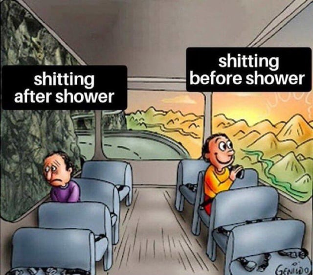 Shitting before shower - meme