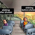 Shitting before shower