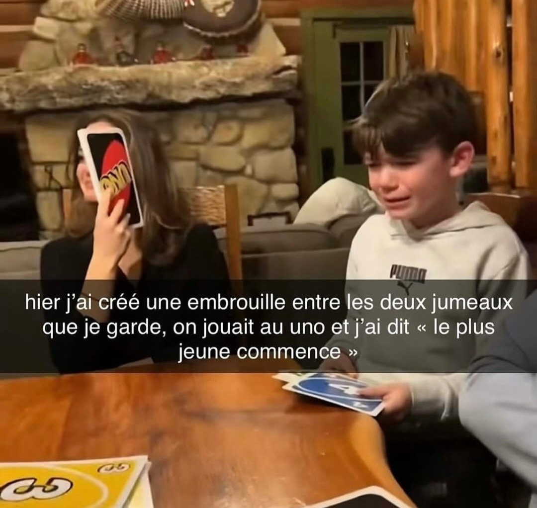 J'ai foutu la merde entre deux jumeaux avec un simple +6 au Uno - meme